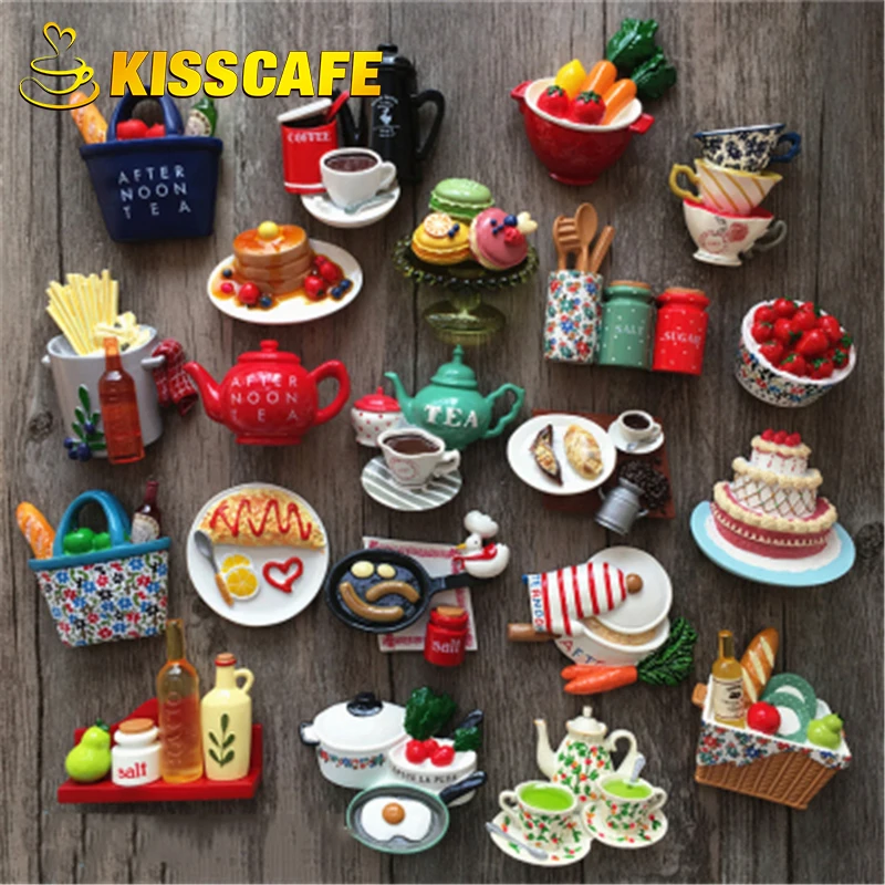 

Creative 3D Coffee Accessories Fridge Magnet Cartoon Afternoon Tea Pot Coffee Cup Shaped Magnetic Note Adsorption Decoration