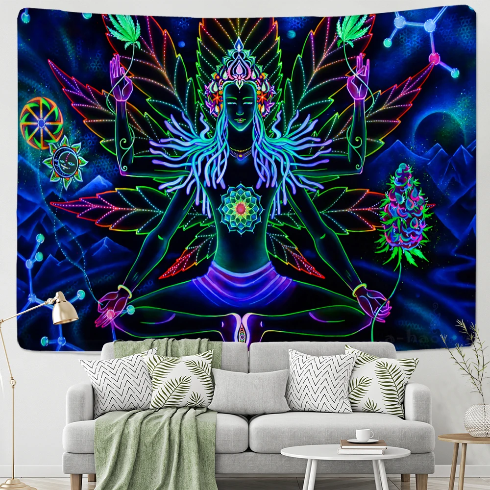 Seven Chakra Meditator Tapestry Wall Hanging Psychedelic Witchcraft Bohemian TAPIZ Dormitory Room Home Decor
