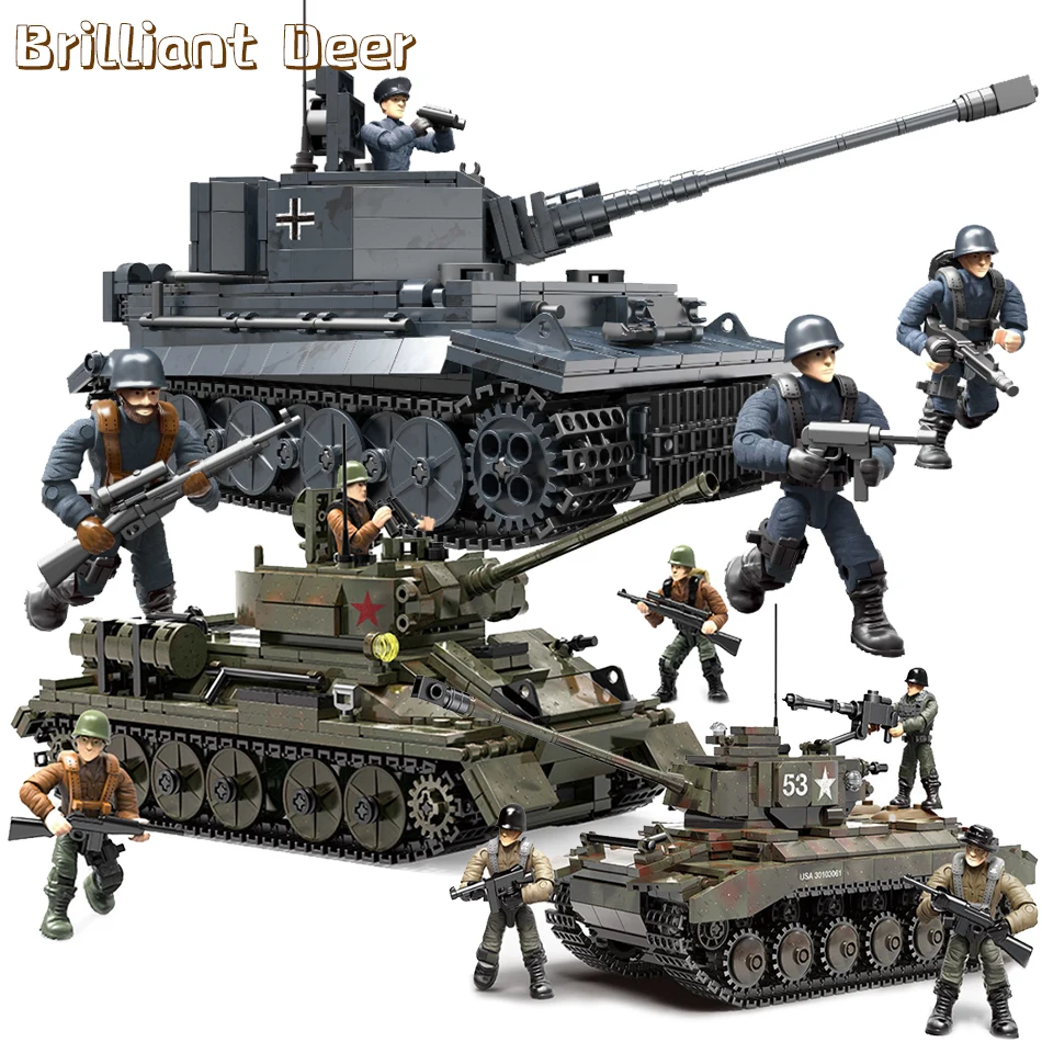 PZKPFW IV WW2 German Tank Model Military Vehicles Building Blocks with Soldiers Man Army Bricks Toys for Children Christmas Gift