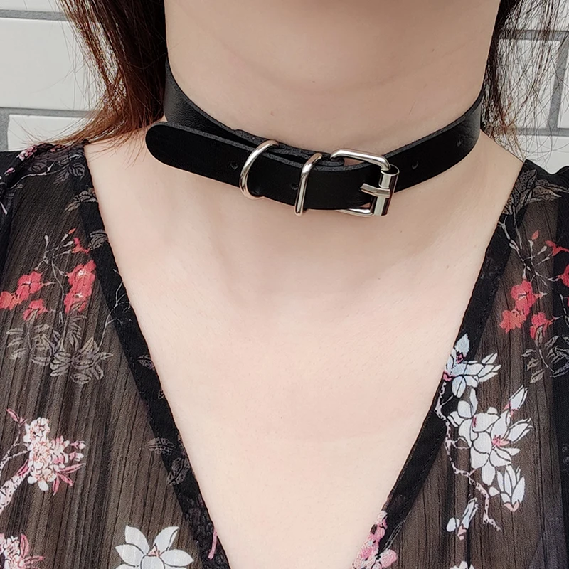 Hot Punk Harajuku Collar Necklace PU Leather Choker Punk Goth Handmade Neck Bracelet Jewelry can be adjusted wristband wholesale
