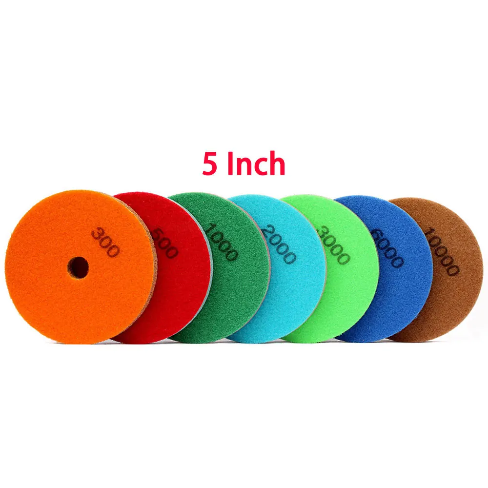 

5 Inch 7piece Sponge Polishing Pads Stone Marble Sandstone Abrasive Wheel 125mm Diamond Sanding Pad For Polishing Machine