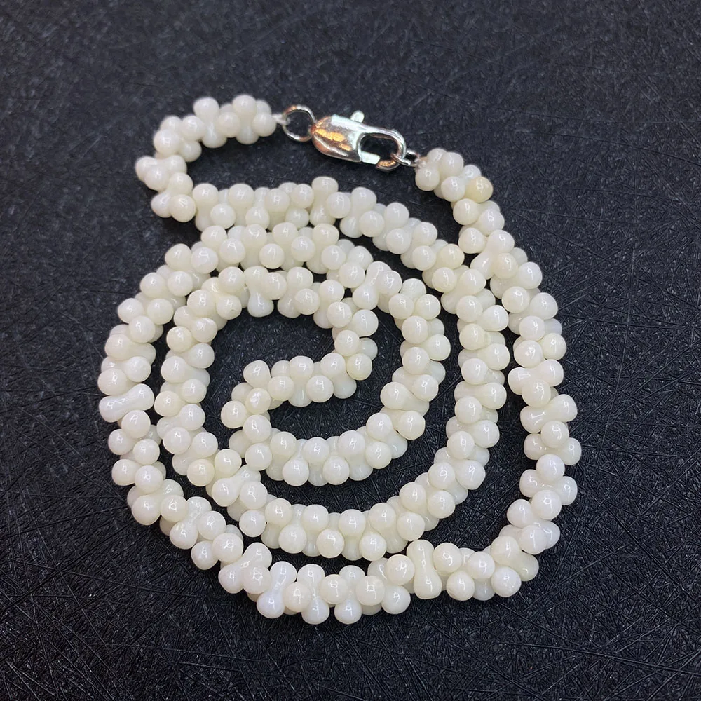 

Bone Shape Beads Coral Necklace Dumbbell Shaped Artificial Coral 3x6 Mm Beads Size White Color Jewelry for Women 2021 Fashion