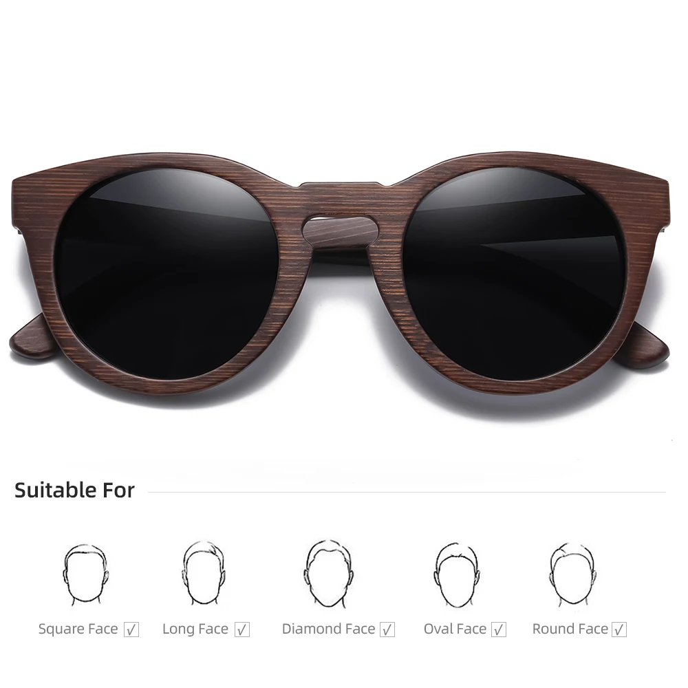 GM Brand Desgin Spring New Style 100% Bamboo Polarized Sunglasses Men Women Fashion Glasses UV400 Wooden Square Box