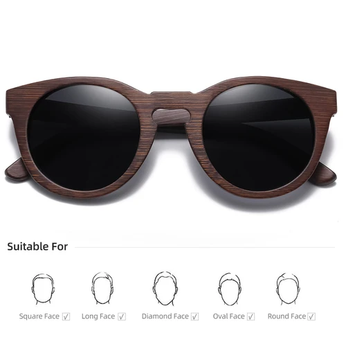 Imagen 2 del producto Marca GM Desgin primavera nuevo estilo 100% gafas de sol polarizadas de bambú hombres mujeres gafas de moda UV400 caja de papel 8240