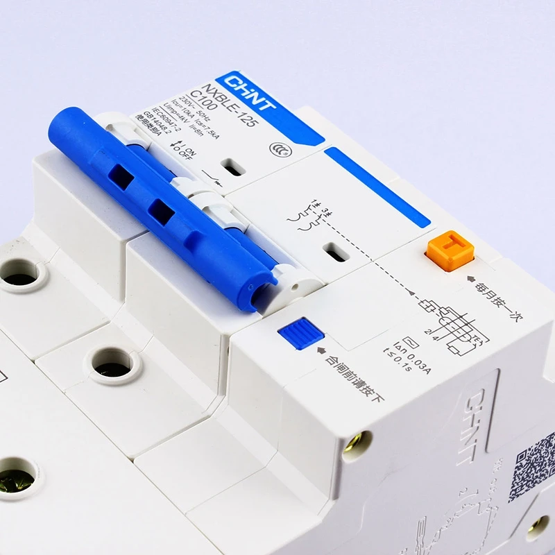 Imagem -03 - Chint Ac230 400v Nxble125 2p Dispositivo de Corrente Residual c 63 80 100 125a Tyoe c Proteção contra Sobrecarga Proteção contra Vazamento de Terra