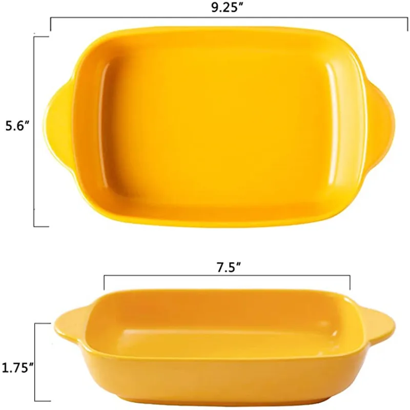 1/3Pcs Ceramic Rectangular Binaural Cheese Risotto Plate Baking Dish Microwave Western Food Bowl Oven Baked Rice Tableware