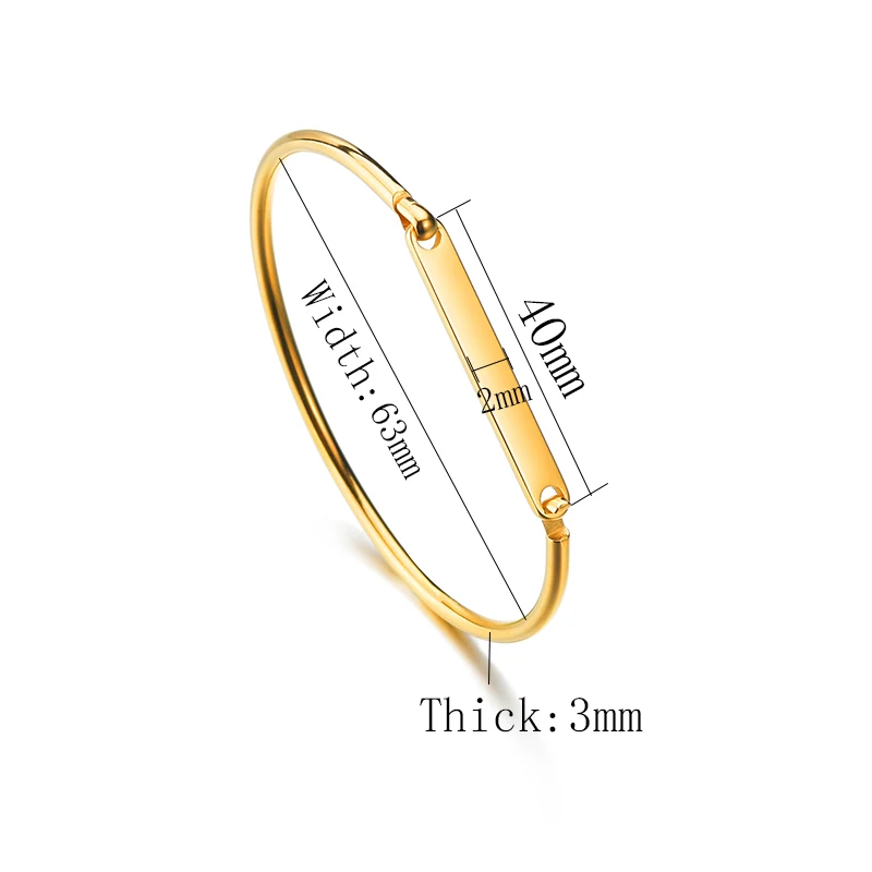 Spark Personalized Stainless Steel Custom Bangles Bracelets for Women Engrave Name Date ID Gold Color Bracelet Gift