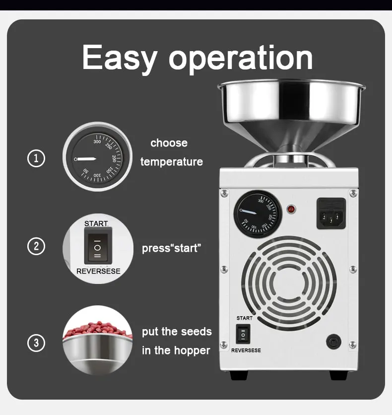 220 V/110 V Ölpresse für zu Hause, Kalt- und Wärmepresse für Oliven-/Kokosnuss-/Sojabohnenöl, automatischer Ölextraktor, hohe Ölverbrieb, einfach – Detail 9