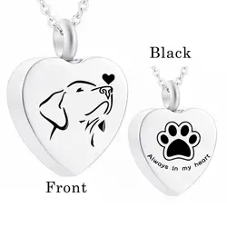 Heart Shape Cremation Jewelry Pet Dog Cat Memorial Urn Necklace for Ashes Stainless Steel Ash Holder Paw Print Keepsake