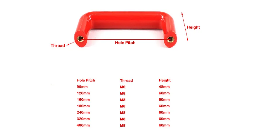 Insulation Machinery Handle Lever 90/160/240/320mm Hole Pitch U Type Cabinet Handle Red Bakelite Industrial Equipment Handle