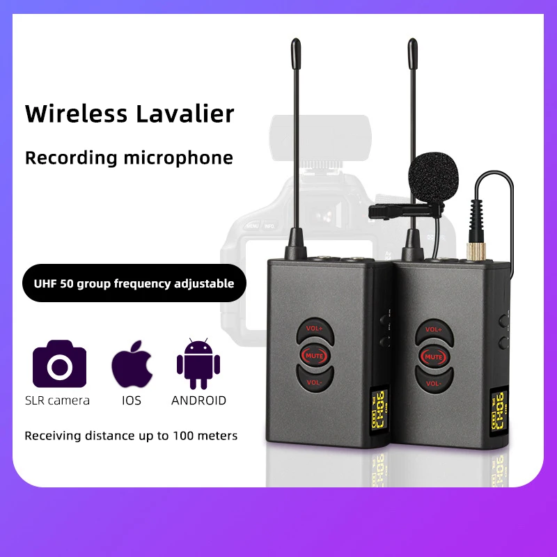 CELLA CITY bezprzewodowy mikrofon do nagrań Lavalier profesjonalny sprzęt nagrywający UHF lustrzanka DV na żywo wideo telefon komórkowy Mic