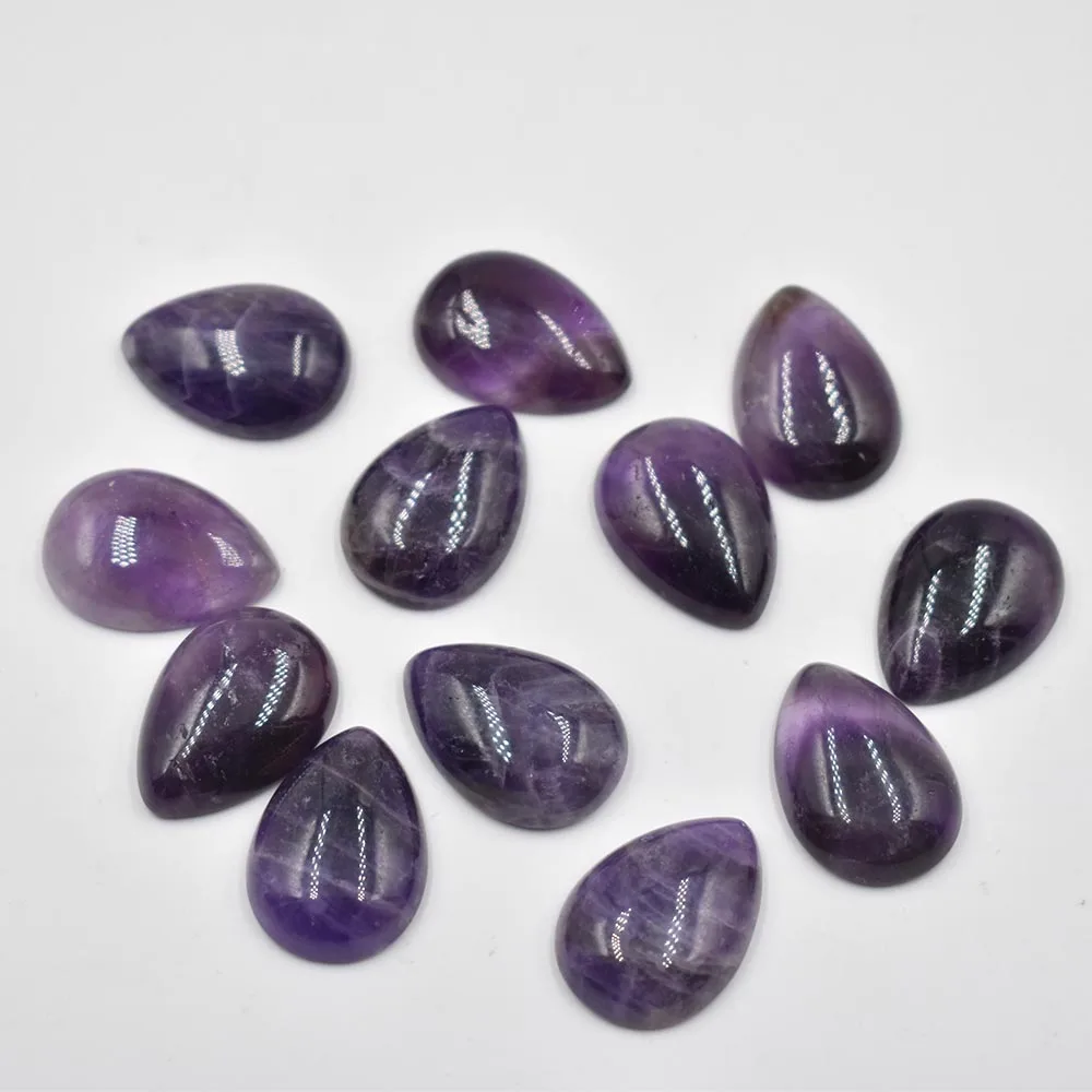 Wholesale 12pcs/lot 25x18mm good quality natural stone amethysts drop CAB CABOCHON beads for DIY jewelry making free shipping