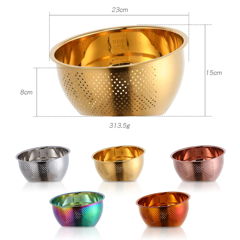 1pcs Strainer Basket Stainless Steel Drain Basket Rice Washing Colander Vegetable Fruit Storage Premium Kitchen Fine Mesh