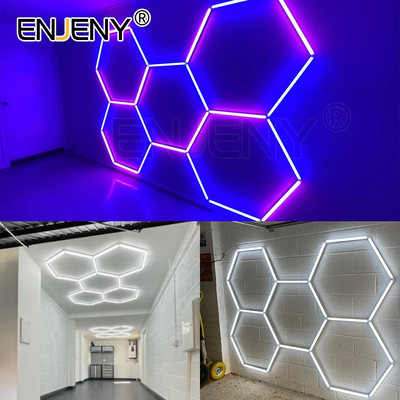 Customized led Neon Strip Night Lamps Honeycomb Hexagonal LED Ceiling Light for Garage Workshop Home