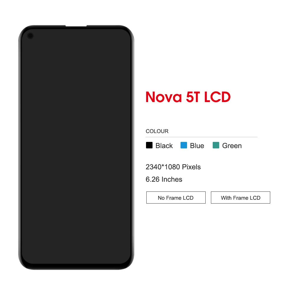 6.26‘’ nova 5T Display For Huawei Nova 5T Lcd Touch Screen Digitizer Assembly YAL-L21 L61A L61D L71A LCD With Frame Replacement