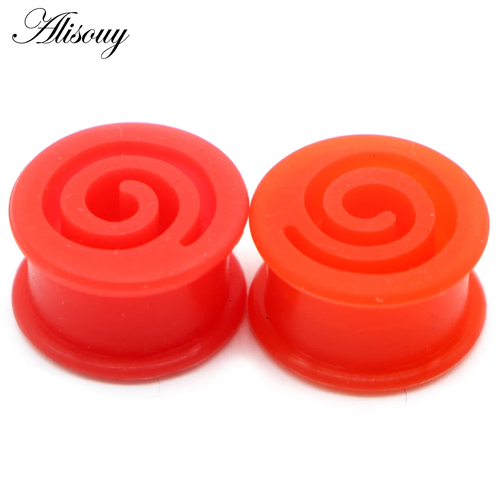 Alisouy 2 szt. Hollow spirale koło silikonowe wskaźniki uszu zatyczki tunele Oreja Piercing ucha Expander nosze unisex biżuteria do ciała — zdjęcie 6