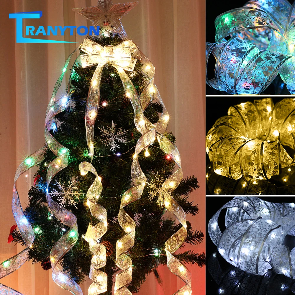 LED Silk Ribbon String Lights 4M 40 Leds Battery Operated Christmas Xmas Party Wedding Birthday Decoration