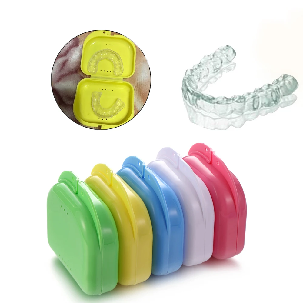 10szt Pudełko na protezę Etui na tacę dentystyczne Ortodontyczny ustalacz Kolorowa taca Pudełko do przechowywania Plastikowy pojemnik na zęby Sztuczne zęby Ochronne