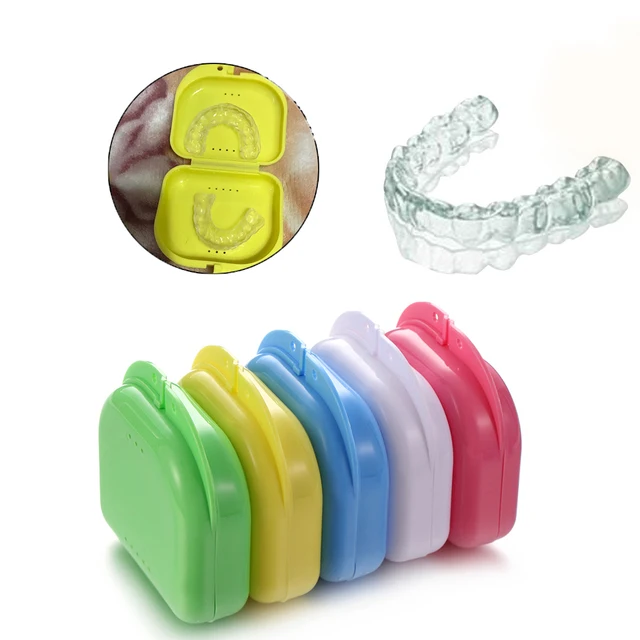 Pudełko na protezy Taca Etui Dental Ortodontyczny element ustalający Kolorowa tacka Pudełko do przechowywania Plastikowy pojemnik na zęby Fałszywe zęby ochronne