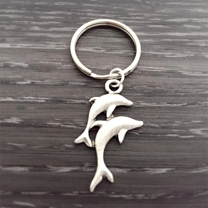 Dolphins Keychain, Men's Gift, Friend Gift, Couples Jewelry, Sea Nautical Keychain, Christmas Gift, Two Dolphins Keyring