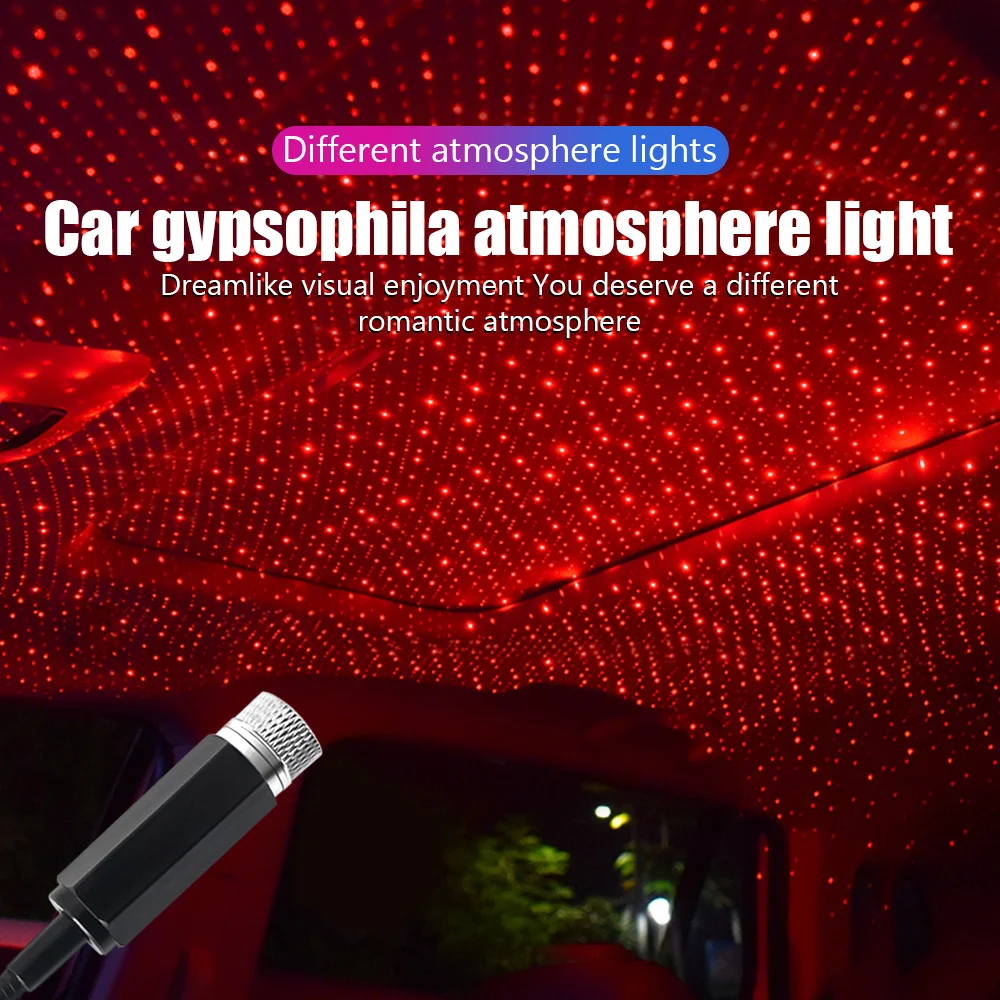 Car Led Interior Lights Starry Sky Ceiling Roof Star Night Light Romantic Projector USB Atmosphere Lamp Adjustable Galaxy Lights