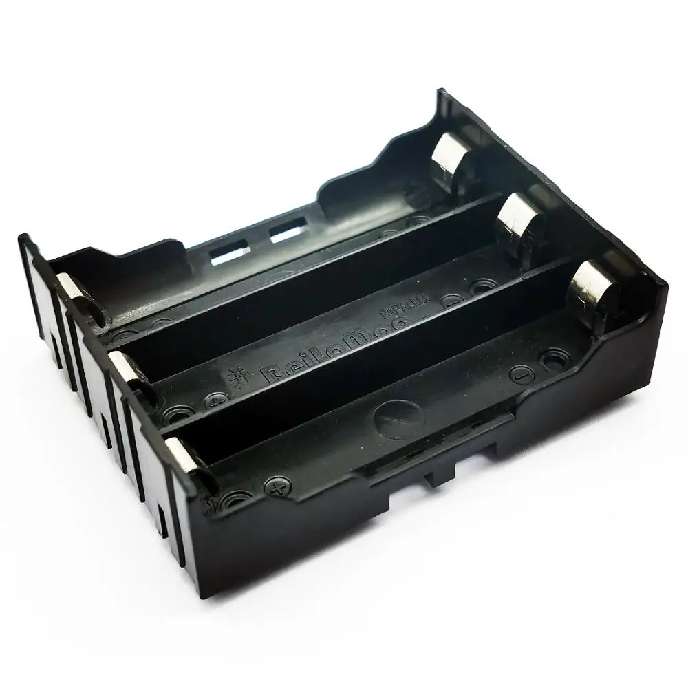 18650 Battery Holder With Pin 3 Slot 18650 Battery Storage Box 18650 Box Case For 3*18650 3.7V-11.1V Black 6 Pins DIY