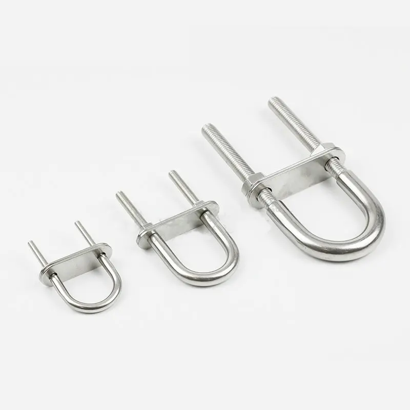 HQ UB02 Stainless Steel 304 U-Bolts with Nuts Pipe Nut Bolt Clamp with Frame Straps Yacht Boat U Bolt for 5-48MM Pipe