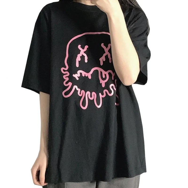 ZuoLunOuBa New Arrival Summer Casual Women T Shirt Harajuku Anime Print Lovely Pink Small Jellyfish Girl Tees Korean Tops Female