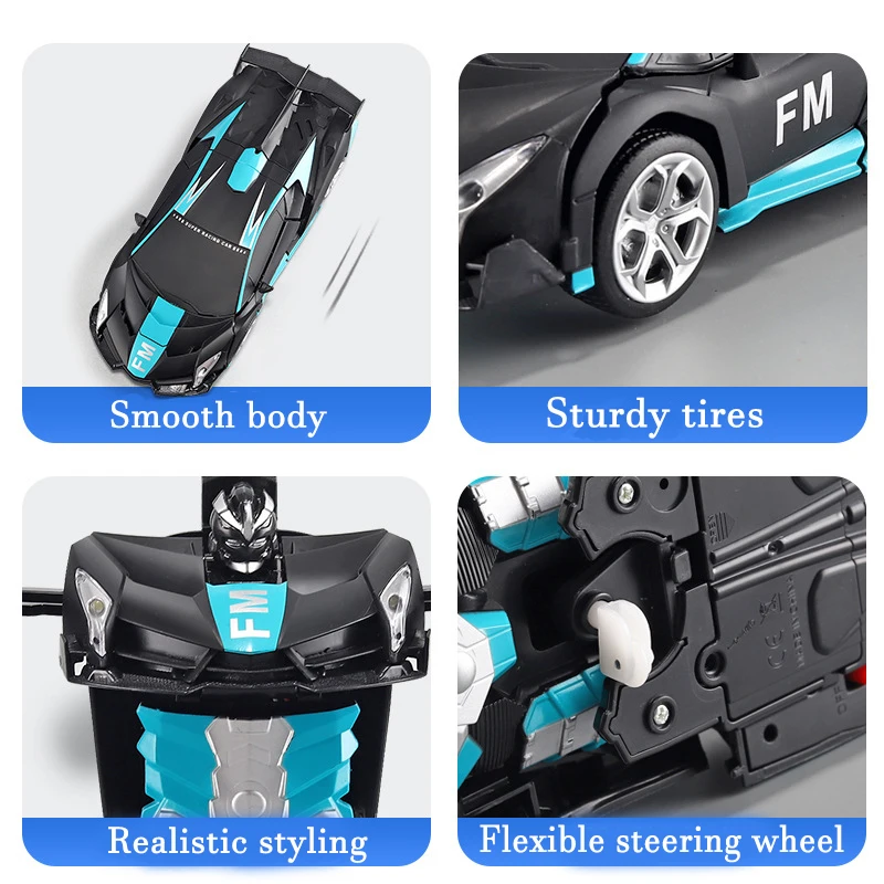 2in1 robô de transformação de carro elétrico rc um-chave deformação carro de controle remoto ao ar livre esportes modelo de carro crianças meninos