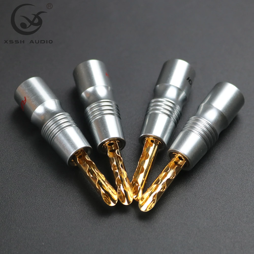 8 Chiếc Chuối Cắm YIVO XSSH OEM ODM Tự Làm Bằng Đồng Mạ Vàng Phosphor Bronze 24K Video Âm Thanh Loại Bắt Vít loa Phích Cắm Kết Nối Jack Cắm