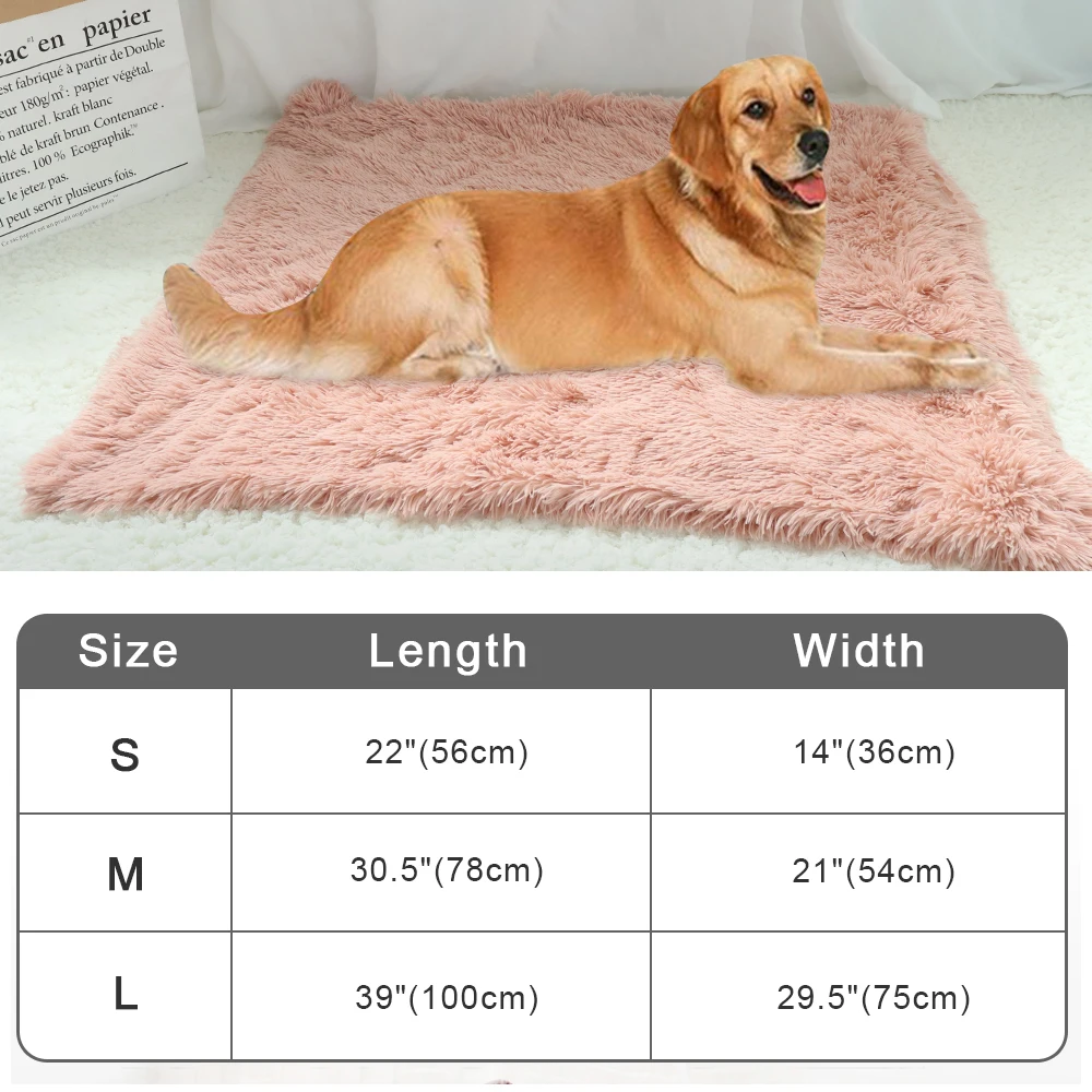 Soft Dog Cat Mat Fleece Dogs Bed Pad Long Plush Dog Cat Sleeping Mat Cushion Winter Pet Puppy Bed for Small Medium Large Dogs