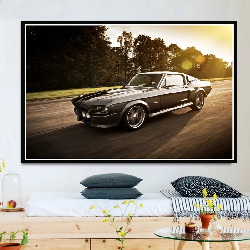 Ford Mustang GT500 Eleanor 1967 Retro Muscle Car Race Poster And Prints Wall Art Canvas Wall Pictures Home Decor quadro cuadros