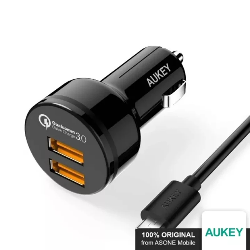 Aukey CC-T8 36W Car Charger Dual-Port Output Qualcomm Certified Quick Charge 3.0 Fast Charger Charging Station