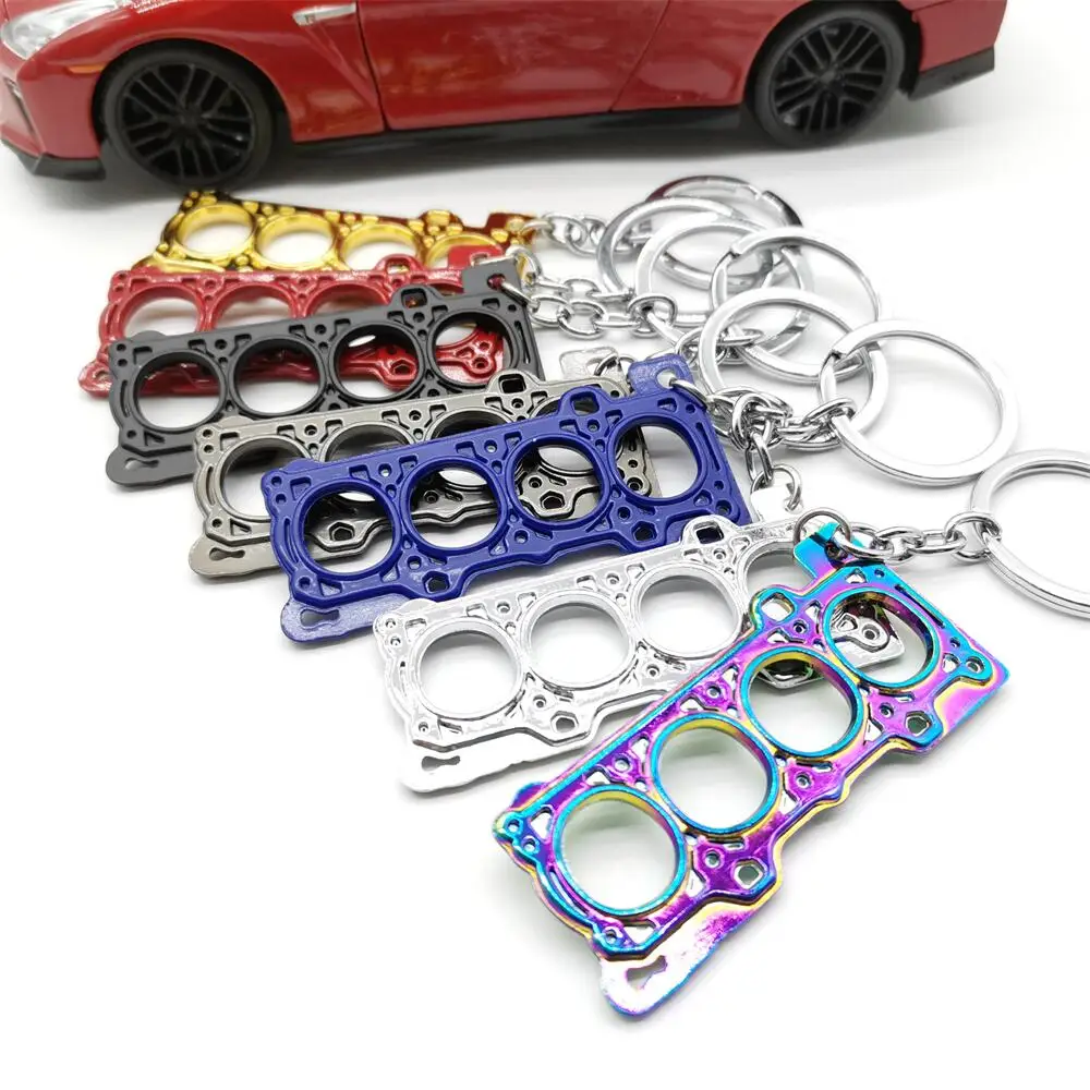 High Quality Tuning Keychain Car Modification Cylinder Head Engine Gasket Model Keychain Key Ring Key Chain For JDM Racing Fans