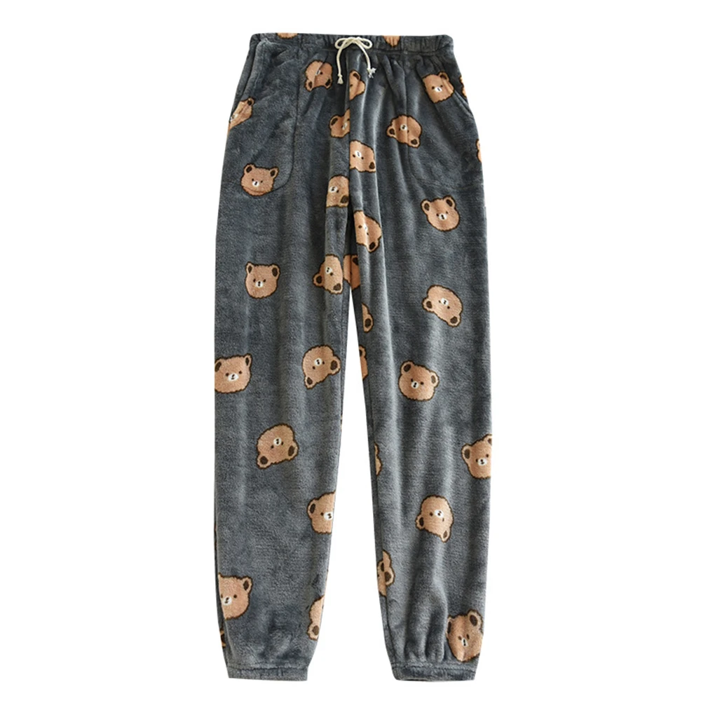 New Flannel Pajama Pants Men and Women Winter Couple Lounge Wea Casual Soft Warm Homewear Plus Velvet Coral Fleece Home Pants