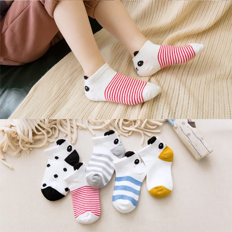 Chaussettes Courtes en Coton pour Enfant Garçon et Fille de 1 à 12 Ans, Respirantes, en Forme de Cœur, pour Automne et Hiver, Lot de 5 Paires