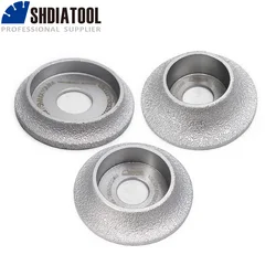 SHDIATOOL 1PC Diamond Grinding Wheel Vacuum Brazed Demi-bullnose Edge Profile Diameter 3 Inches/75mm Grinding Disc Diamond Wheel