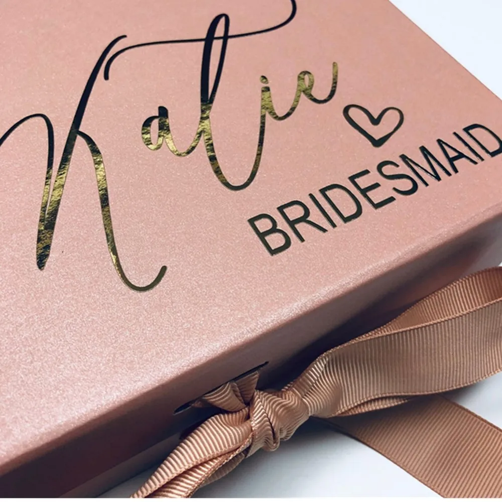 Personalised Bridesmaid proposal box Rose gold foil bridesmaid gift box,cutom thank you box wedding day present for bridal party