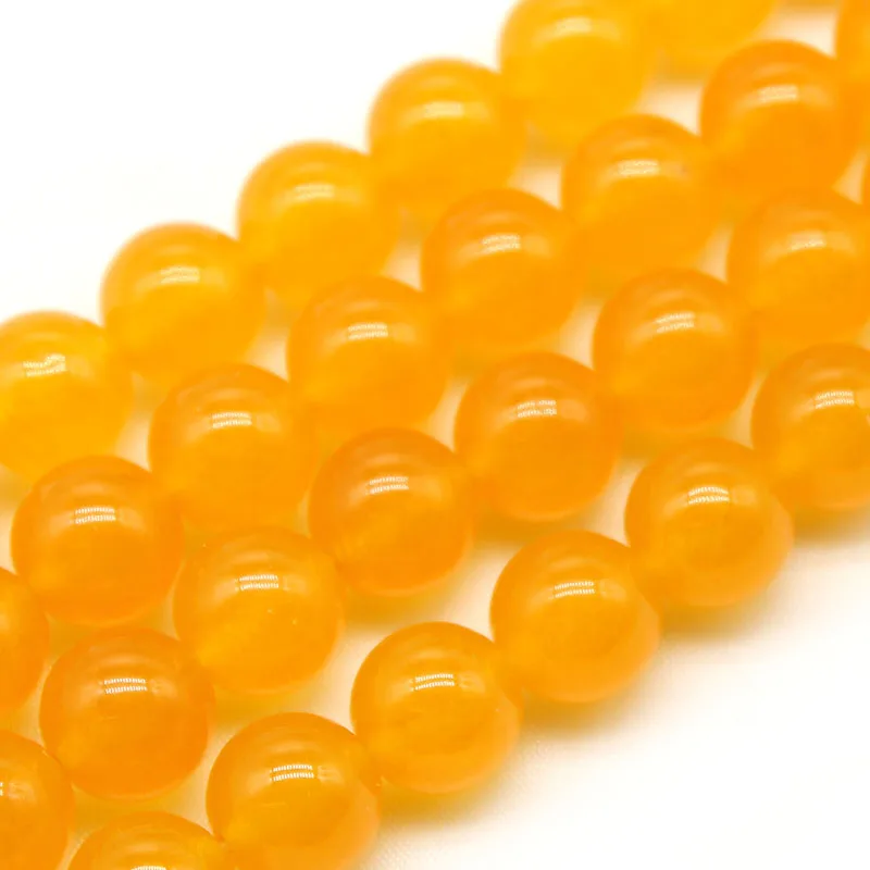 Natural Gem Yellow Chalcedony Jades Stone Beads  Round Loose Beads 4-12mm For Jewelry Making Diy Bracelet Strand 15