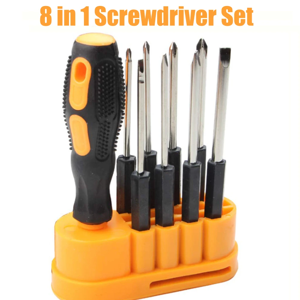 8-in-1 Multi-Function Screwdriver Set +Storage Box Stainless Steel Screwdriver Slotted Cross Mini Set Professional Repair Tools