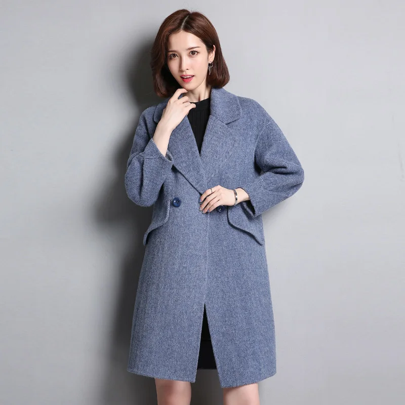 

2020 New Wool Coat Female Jacket Spring korean Alpaka long coat women double-faced coats Abrigos Mujer Elegante Qbl-8818 KJ6158