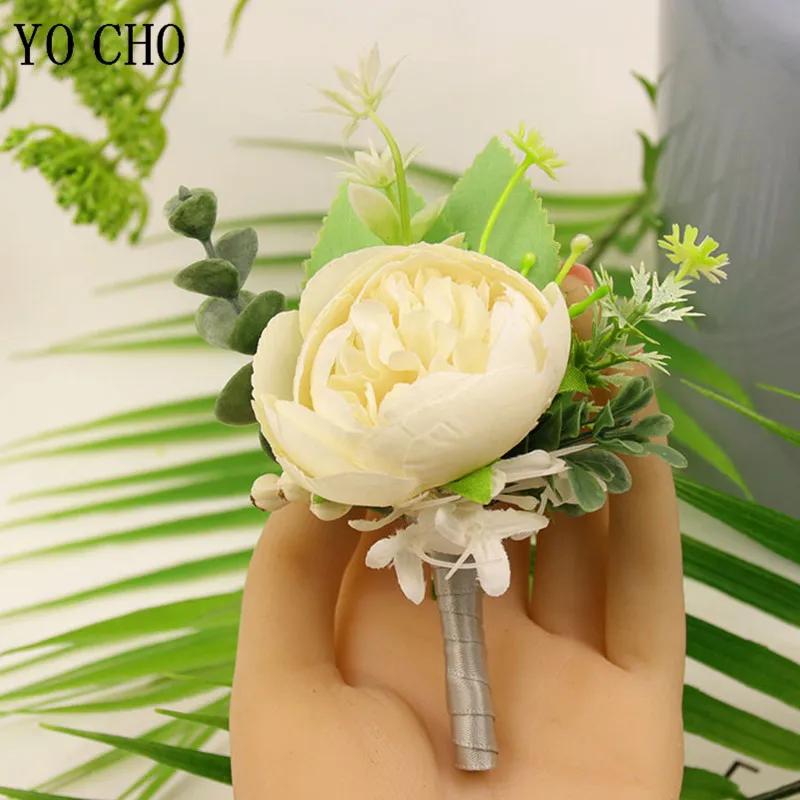 

Wedding Silk Rose Flower Boutonniere Groomsmen Bridesmaids Sister Wrist Bracelet Brooch Pin Prom Hand Flower Corsage Accessories