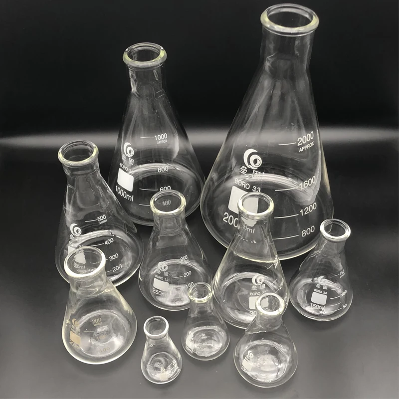 Thicken Glass Erlenmeyer Flask Laboratory Conical Flask  Borosilicate 3.3 High Temperature Resistance Measuring Glass