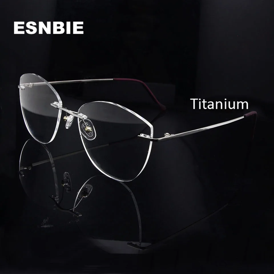 

β Titanium Rimless Glasses Frame Women Ultralight Prescription Eyeglasses Frameless Butterfly Cat Eye Myopia Optical Frame