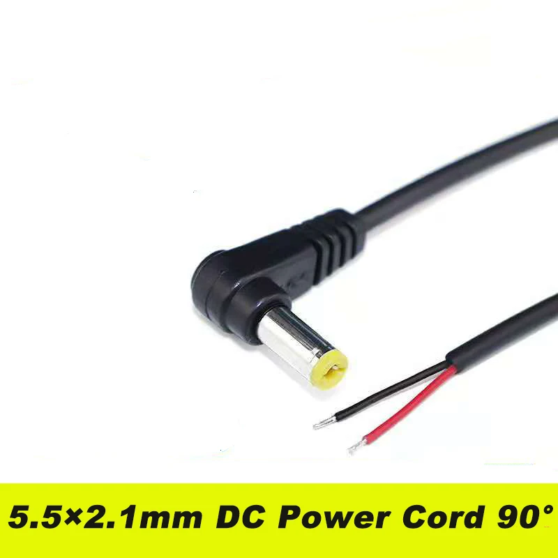 1 szt. 1 metr 22AWG DC wtyczka zasilania w kształcie litery L 5.5X2.1mm męski kątowy pojedynczy klosz Jack z przewodem przewód łączący.