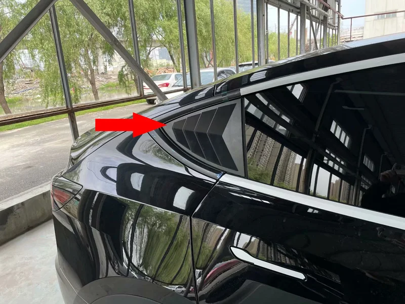 For Tesla Model Y 2021 Car Accessories Carbon fiber style rear window C-column decorative trim shutter