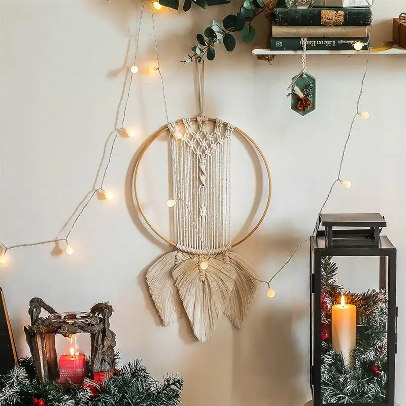 1Pcs Wooden Bamboo Floral Circle Hoop Macrame Hoop Wood Rings for Wedding Party Home DIY Flower Wreath Dream Catcher Frame Decor