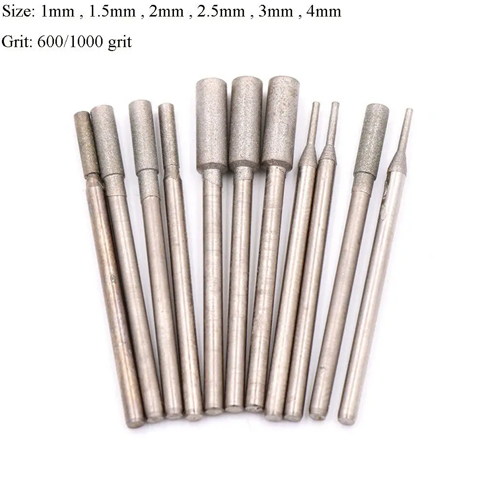 Diamante rebarba moagem polimento broca bit 3/32 shank shank shank para jóias 600 1200 grão