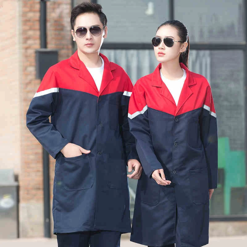 

New Work Clothing Men Women Reflective long trench Spring Autumn supermarket Workshop COveralls Farming Working Uniforms outfit