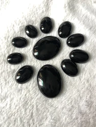 Wholesale 2pcs Natural Black Onyx Agate Bead Cabochon,30x40mm 15x20mm 13x18mm 8x10mm Oval Gem Stone Cabochon Ring Face Jewelry